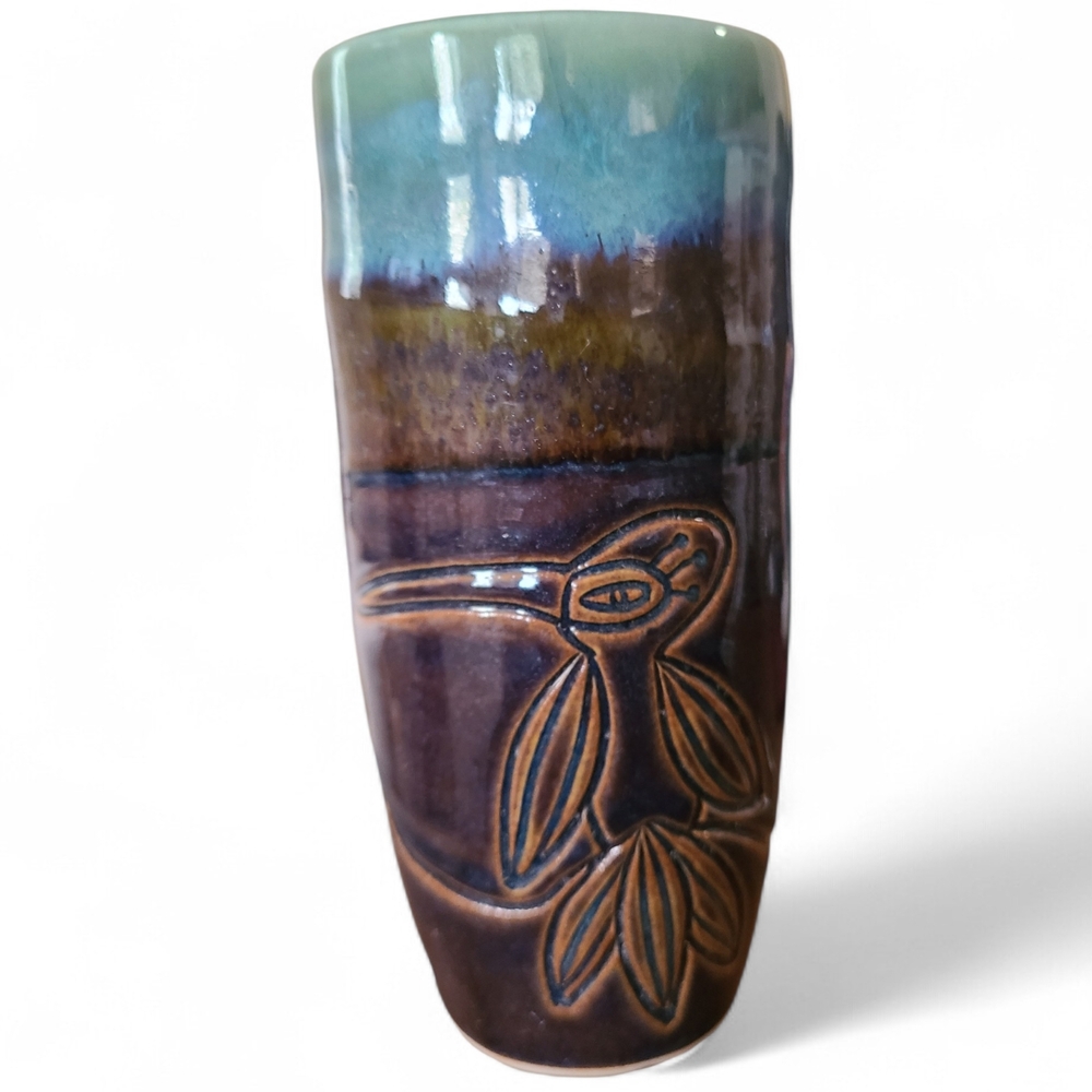 Hummingbird Art Studio Pottery Vase Or Glass Signed By Randi Lile